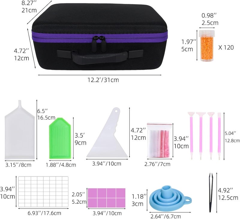LEIYULY 120 Slots Diamond Art Storage Case with 120 Secure Containers, Diamond Art Pens, Tools, and Portable Bead Storage Boxes - Image 2